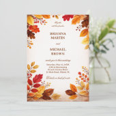 Herbstblätter Warme Botanik Einladung (Stehend Vorderseite)