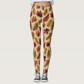 Herbstblätter Warmes Herbstmuster Leggings (Vorderseite)