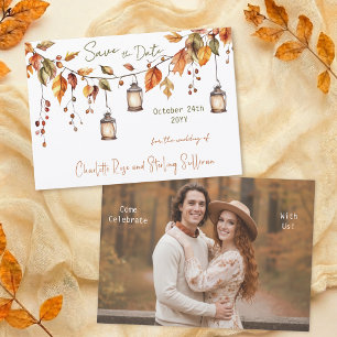 Herbstblätter Wasserfarbe Elegant 1 Foto Hochzeit Save The Date