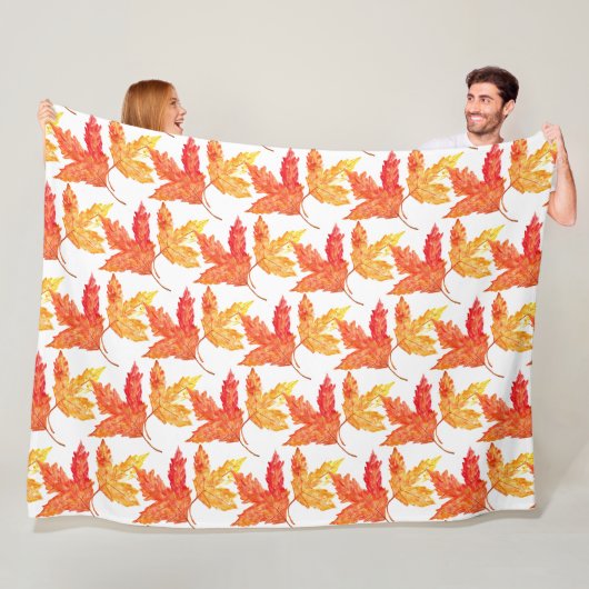 Herbstblätter Wasserfarbe Fall Rustikaler Baum Fleecedecke (Beispiel)