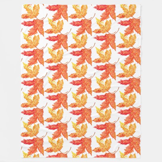 Herbstblätter Wasserfarbe Fall Rustikaler Baum Fleecedecke (Vorderseite)
