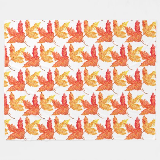 Herbstblätter Wasserfarbe Fall Rustikaler Baum Fleecedecke (Vorderseite (Horizontal))