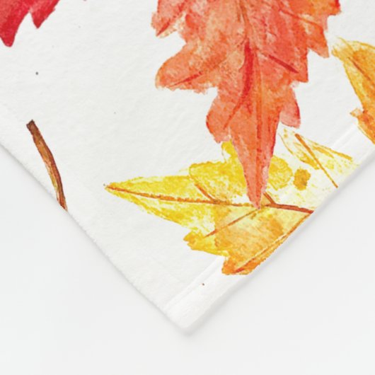 Herbstblätter Wasserfarbe Fall Rustikaler Baum Fleecedecke (Ecke)