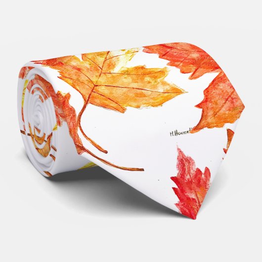 Herbstblätter Wasserfarbe Fall Rustikaler Baum Krawatte (Gerollt)