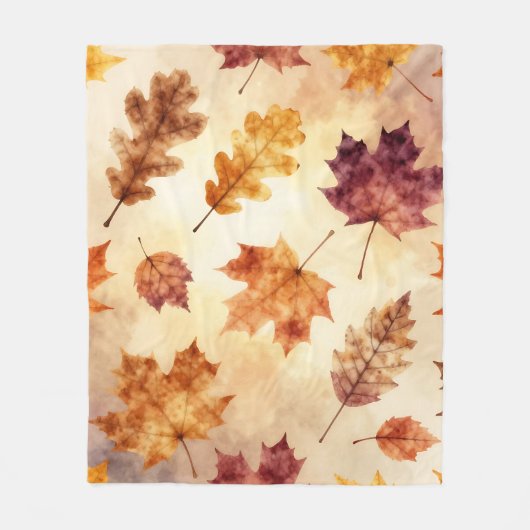 Herbstblätter Wasserfarbe Herbstmuster Fleecedecke (Vorderseite)