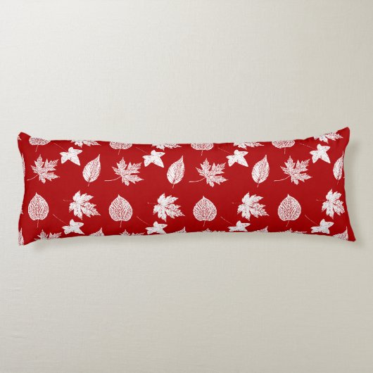 Herbstblätter - weiß und dunkelrot seitenschläferkissen (Rückseite)