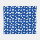 Herbstblätter - weiß und kobaltblau fleecedecke (Vorderseite (Horizontal))