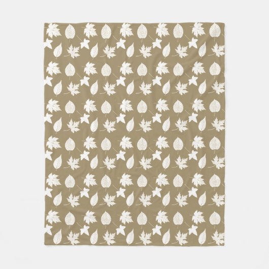 Herbstblätter - weiß und taubbraun fleecedecke (Vorderseite)