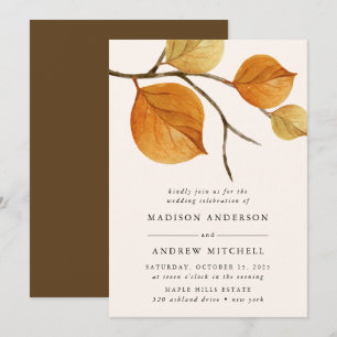 Herbstblätter   Zweig Hochzeitseinladung Einladung