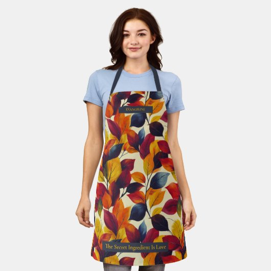 Herbstblättermuster mit lebhaftem Blätter-Design Schürze (Getragen)