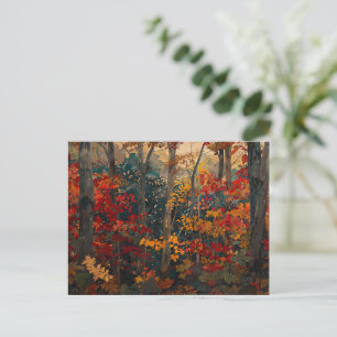Herbstblättern - farbenfrohe Holzkunst Postkarte