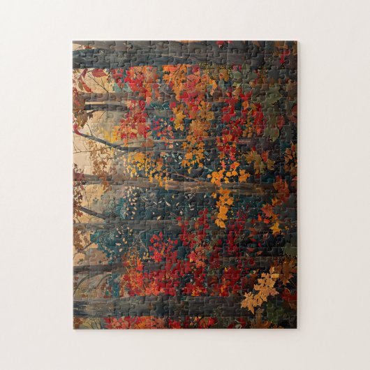 Herbstblättern - farbenfrohe Holzkunst Puzzle (Vertikal)