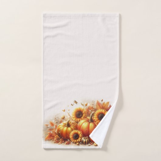 Herbstblättern, Sonnenblumen und Kürbis Badhandtuch Set (Handtuch)