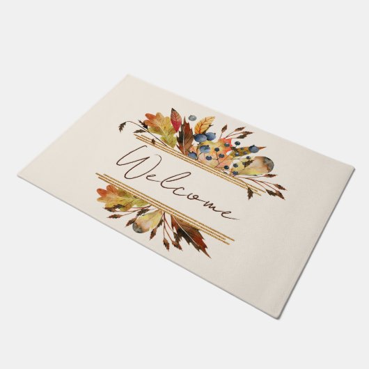 Herbstblätterrahmen willkommen fußmatte (Schrägansicht)