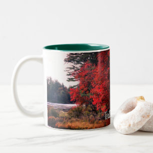Herbstblätterteig Natur Personalisiert Zweifarbige Tasse