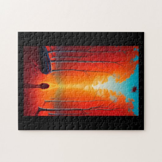 Herbstblätterung Alien Orange goldene Blätter rot Puzzle (Horizontal)