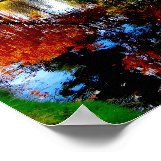 Herbstblätterung am Teich Poster (Ecke)