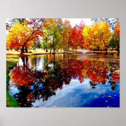 Herbstblätterung am Teich Poster (Vorne)