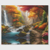 Herbstblätterung am Wasserfall Geschenkpapier (Flach)