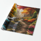 Herbstblätterung am Wasserfall Geschenkpapier (Ungerollt)