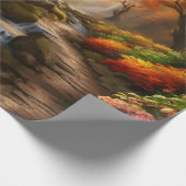 Herbstblätterung am Wasserfall Geschenkpapier (Ecke)