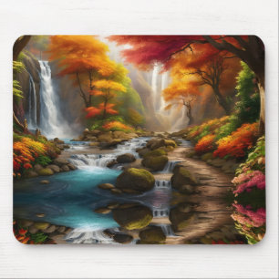 Herbstblätterung am Wasserfall Mousepad