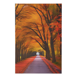 Herbstblätterung auf ruhiger Waldstraße mit versch Künstlicher Leinwanddruck