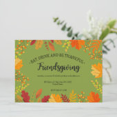 Herbstblätterung Erntedank Fest grüne Einladung (Stehend Vorderseite)