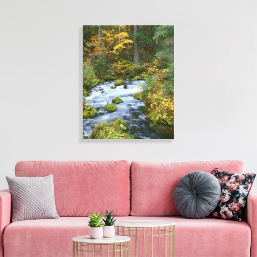 Herbstblätterung und Douglas Fir Border Roaring Ri Leinwanddruck (Insitu (Wohnzimmer))