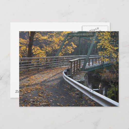 Herbstblätterung und eine Brücke über die Miller Postkarte (Vorne/Hinten)