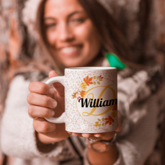 Herbstblattfarbe Name und Monogramm Erstmaligkeit Kaffeetasse