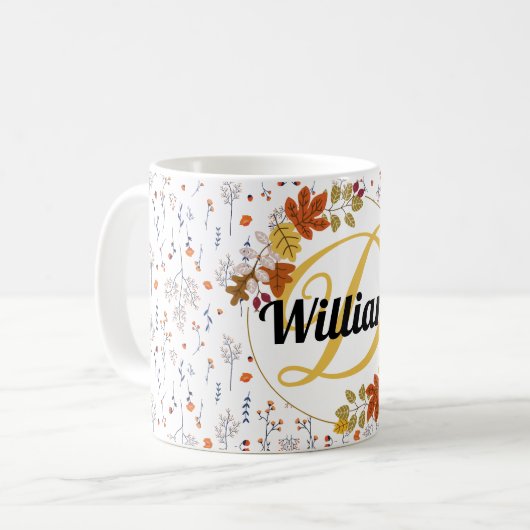 Herbstblattfarbe Name und Monogramm Erstmaligkeit Kaffeetasse (Vorderseite Links)