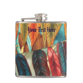 Herbstblattfarben originelle moderne Kunst Flachmann (Vorderseite)