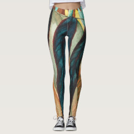 Herbstblattmuster mit farbigen Formen zeitgenössis Leggings