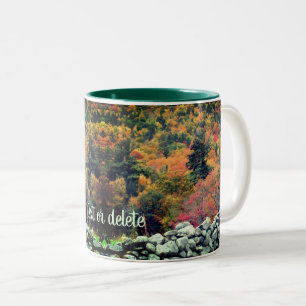 Herbstblättrige Steinmauer Natur Personalisiert Zweifarbige Tasse