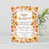 Herbstblättriger Erntedank mit Aquarellfarbe Einladung (Stehend Vorderseite)
