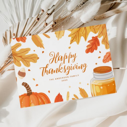 Herbstblättriger Erntedank - Urlaubskarte Feiertagskarte