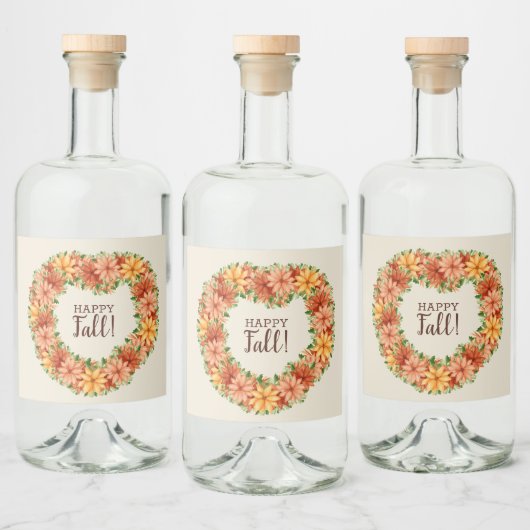 Herbstblättriger Herbst-Floral-Swag Alkoholflaschenetikett (Flaschen)