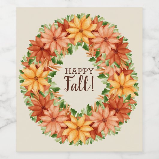 Herbstblättriger Herbst-Floral-Swag Weinetikett (Einzelnes Label)