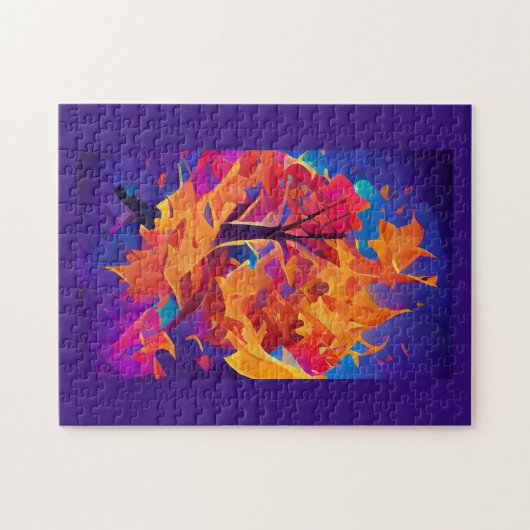 Herbstblättriger Orangengold abstrakte Kunstschwär Puzzle (Horizontal)