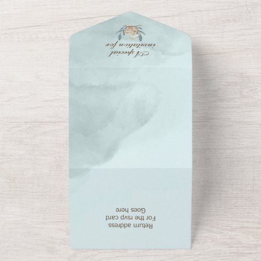 Herbstblauer Pumpkin & Ginkgo Hochzeit All In One Einladung (Außenbereich)