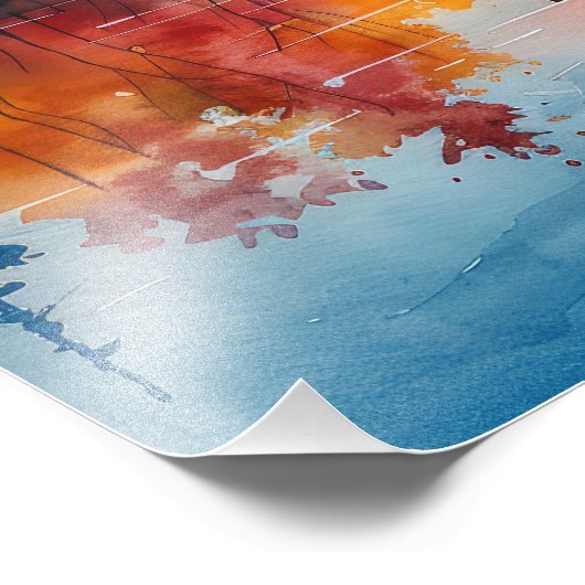 Herbstblaze, strahlender Sonnenuntergang über dem Fotodruck (Ecke)