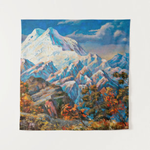 Herbstblick auf den zweiköpfigen Elbrus. Mou Wandteppich