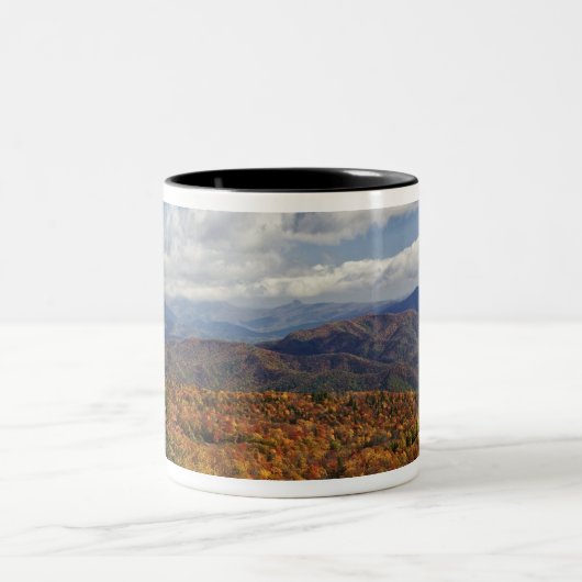 Herbstblick auf die südlichen Appalachen Zweifarbige Tasse (Mittel)