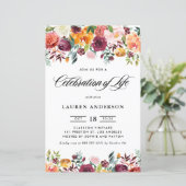 Herbstbloms Garland Feier des Lebens Einladung (Stehend Vorderseite)