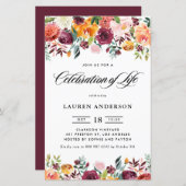 Herbstbloms Garland Feier des Lebens Einladung (Vorne/Hinten)