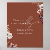 Herbstblordark Terracotta Calligrafy Wedding Poster (Vorne)