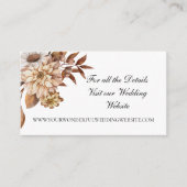 Herbstblumen Blätter Elegante Hochzeitswebsite Begleitkarte (Vorderseite)