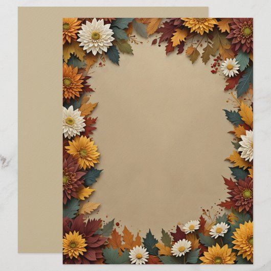Herbstblumen Briefpapier (Vorne/Hinten)