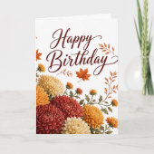 Herbstblumen Chrysanthemen Geburtstagswünsche Karte (Vorderseite)